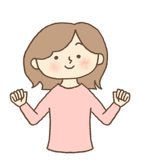 気合いを入れる女性 女性,人物,表情,決意,やる気,前向き,気合い,笑顔,応援,ポジティブのイラスト素材