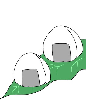 Illustration, rice ball, muscles, two, 