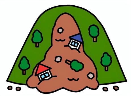 土砂災害 土砂災害,崖崩れ,地震,大雨,災害,斜面崩壊のイラスト素材