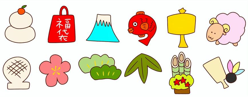 正月アイコン未年 正月,未年,羊,生き物,動物,元旦,1月,冬,イベント,行事のイラスト素材
