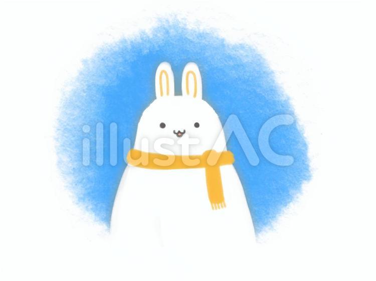 マフラーをまいたうさぎのイラスト うさぎ,キャラクター,かわいいのイラスト素材