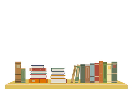 本棚の背景　02 本,読書,本棚,秋,フレーム,背景,読書の秋,図書館,図書室,本屋のイラスト素材