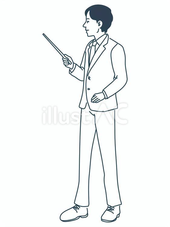 解説する男性 プレゼン,ビジネスマン,説明のイラスト素材