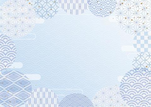Stylish blue Japanese-style frame background material, JPG Stylish blue Japanese-style frame background material, zefir, ve ele, japonya, JPG