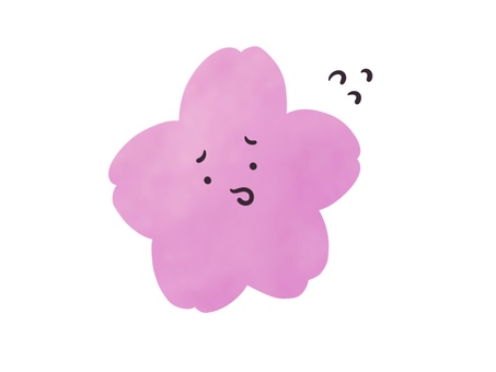 困っている桜の花 桜,アイコン,シンプル,ゆるい,手書き,手描き,かわいい,花,flower,植物のイラスト素材
