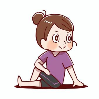 ヨガのねじりのポーズをしている女性 ねじりのポーズ,ヨガ,ストレッチ,伸ばす,女性,体操,ヨガポーズ,健康,健康維持,運動のイラスト素材