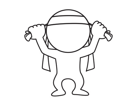 ハチマキ 棒人間,ハチマキ,線画,シンプル,ゆるいのイラスト素材