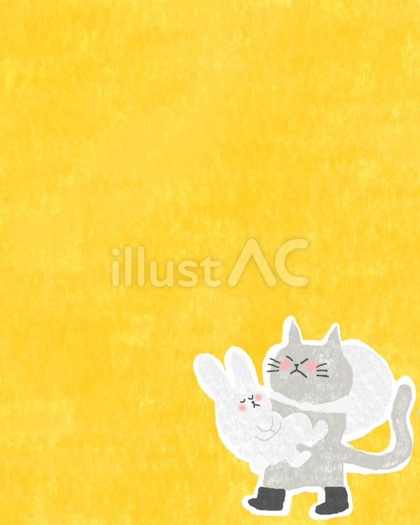 うさぎを連れてきたねこちゃん♪ かわいい,ねこ,うさぎのイラスト素材