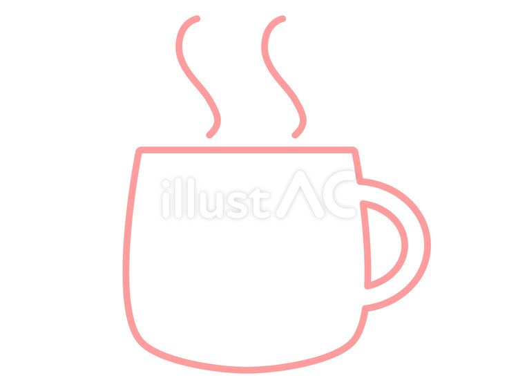 ピンクの湯気の上がるマグカップアイコン 湯気,マグカップ,コーヒーカップのイラスト素材