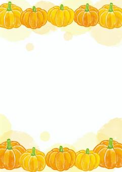 かぼちゃ_フレーム03 収穫,手描き,オレンジ,秋,ハロウィン,収穫の秋,実りの秋,秋の背景,秋のデザイン,秋のイラストのイラスト素材