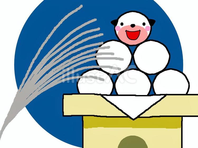 パグの顔がお月見団子になっちゃった 十五夜,月見,パグのイラスト素材