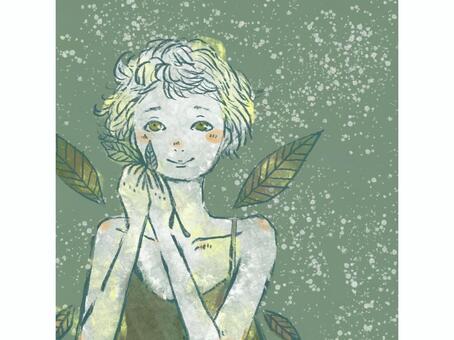 森の妖精 女の子,おしゃれ,人物,パステルカラー,くすみカラー,妖精のイラスト素材