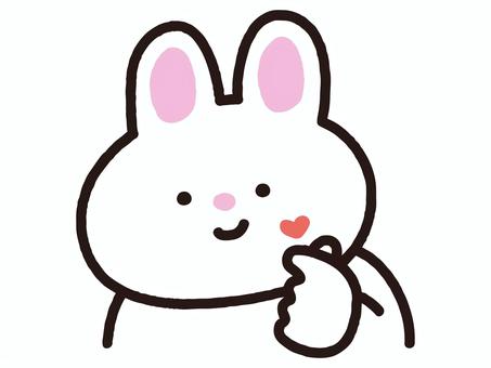 指ハートのポーズをするうさぎ うさぎ,動物,ポーズ,ハート,キュン,愛,恋,好き,大好き,告白のイラスト素材
