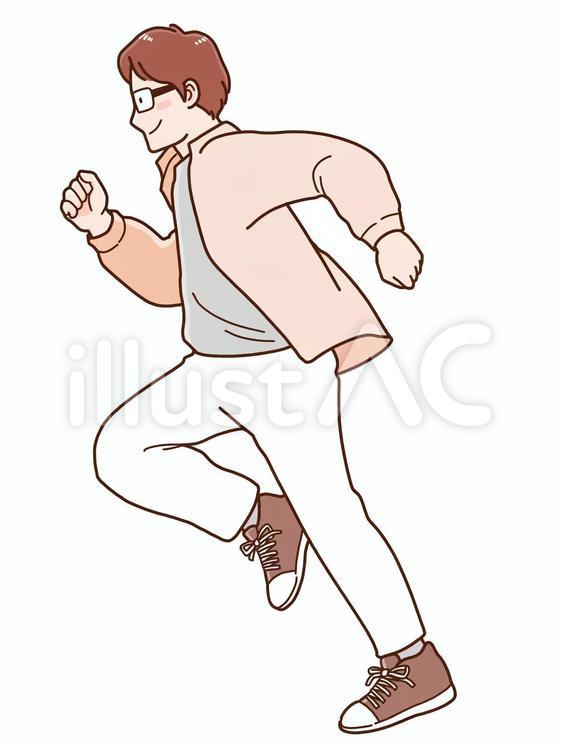 走る男性 男性,走る,横向きのイラスト素材