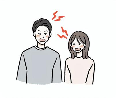 喧嘩・言い合い・口論・言い争いする男女 カップル,喧嘩,言い合う,怒る,男性,女性,人物,口論,ケンカ,ムカつくのイラスト素材