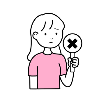 シンプルばつもつ女（p） シンプル,ばつ,女,人,半袖,ばってん,いいえ,クイズ,問題,意見のイラスト素材