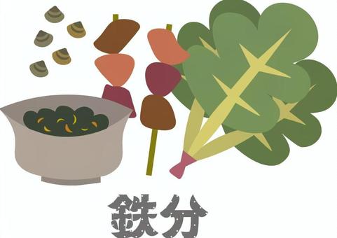 栄養　鉄分 栄養,栄養素,鉄分,貧血,健康,医療,栄養士,管理栄養士,ほうれん草,ひじきのイラスト素材