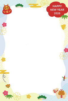 2026 Year of the Horse New Year's Card Photo Frame, JPG, PNG and AI 2026 Year of the Horse New Year's Card Photo Frame, new year's card, photo frame, 2026, JPG, PNG and AI