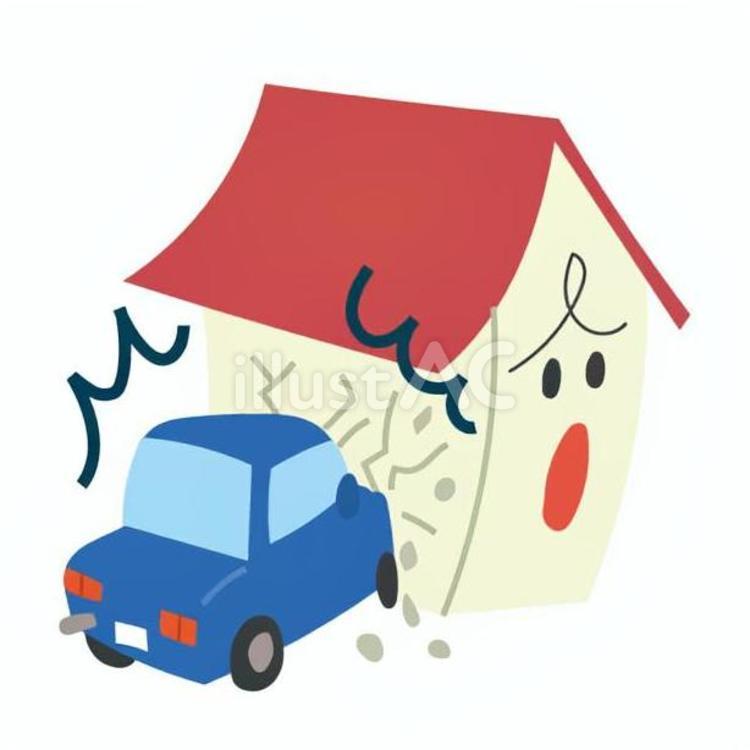 車にぶつかられて困っている家 住宅,トラブル,一軒家のイラスト素材