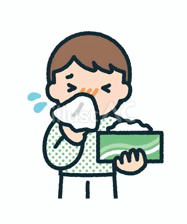 ティッシュで鼻をかむ男の子 子供,こども,人物のイラスト素材