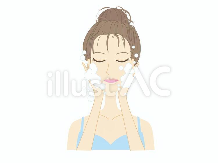 顔を洗う女性 人物,女性,女の子のイラスト素材