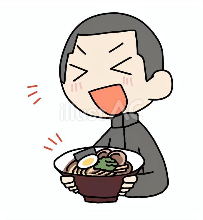 笑顔の少年とラーメン 少年,ラーメン,笑顔のイラスト素材