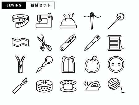 Illustration, icon, set, sewing machine, 