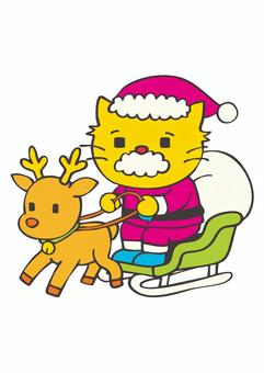 CH_T02_ねこさんたとそり CH_T02_ねこさんたとそり サンタ,そり,となかい,猫,クリスマス,冬のイラスト素材