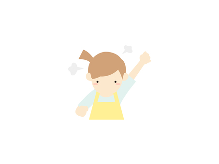 手を挙げて怒る少女のミニマルイラスト 怒り,勢い,叱責,主張,激怒,カラー,少女,ミニマルのイラスト素材
