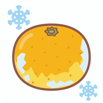 冷凍みかん一個 みかん,冷凍,丸ごと,一個,凍る,果物のイラスト素材