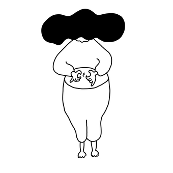お腹を触る人のイラスト。 お腹を触る人のイラスト。 お腹,ぽっちゃり,人,白黒,シンプルのイラスト素材