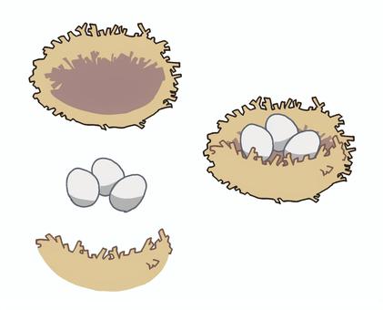 鳥の巣　シンプル　重ねる素材 鳥の巣,卵,巣,シンプル,かわいいのイラスト素材