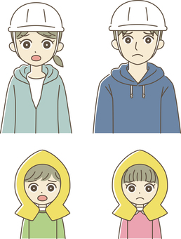 삽화, 방재, 헬멧, 방재 두건, 