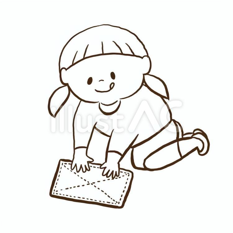 そうじ そうじ,女の子,ぞうきんのイラスト素材