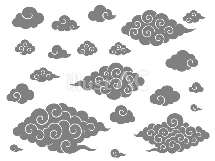 渦を巻いている和風の雲（仏画ふう） 渦,螺旋,渦巻きのイラスト素材
