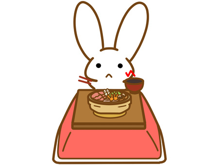 ゆるいうさぎとお鍋 うさぎ,兎,動物,冬,鍋,こたつ,キャラクター,マスコット,手描き,寒いのイラスト素材