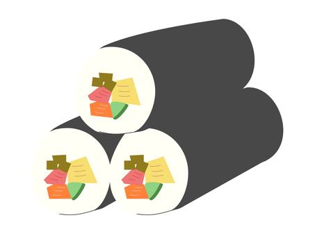 恵方巻　3個 節分,恵方巻,恵方巻き,2月,食べ物,かわいい,恵方,巻寿司,縁起物,丸かぶりのイラスト素材