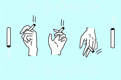 タバコを持つ手 手,人間,タバコ,喫煙,イラスト,デザイン,煙,ベクター,シンプル,水色のイラスト素材