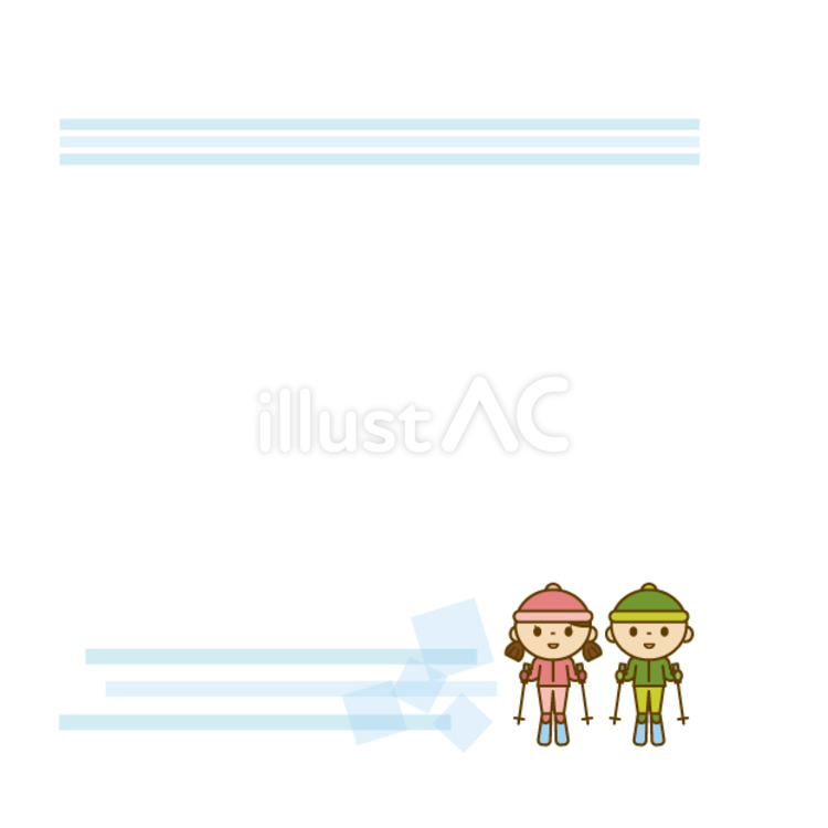 スキーする子供のフレーム 1月,スキー,子供のイラスト素材
