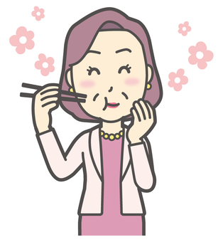  お金持ちマダム-216-バスト 食べる,おいしい,おばさん,中年,女性,富裕層,マダム,裕福,お金持ち,ミセスのイラスト素材