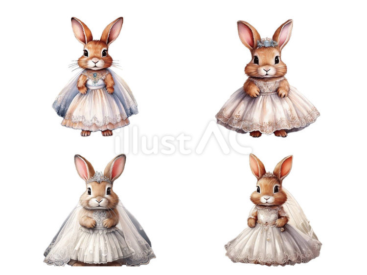 ウェディングドレスを着たうさぎさん ウサギ,ウェディング,ドレスのイラスト素材