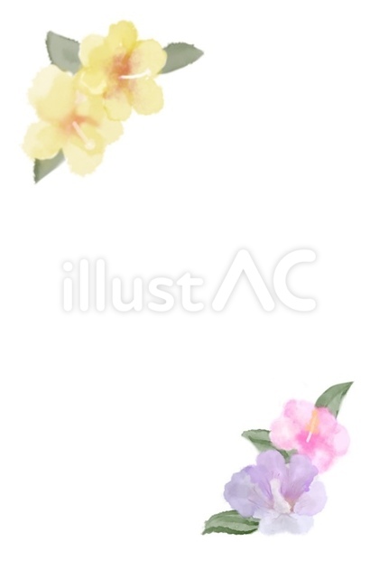 南国の花水彩画風 はがきサイズ縦型