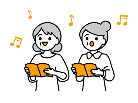 歌う高齢者のイラスト10 歌う高齢者のイラスト10 人物,女性,高齢者,おばあちゃん,祖母,中年,趣味,歌,合唱,声楽のイラスト素材
