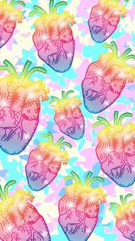 ドリームコア心臓の壁紙 心臓,ドリームコア,カラフル,ゆめかわ,壁紙,病かわ,メンヘラ,レインボー,キラキラのイラスト素材