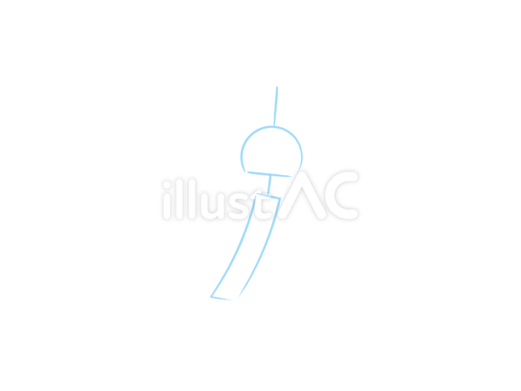 なびくサラッと手描き風鈴アイコン：水色 風鈴,アイコン,飾りのイラスト素材
