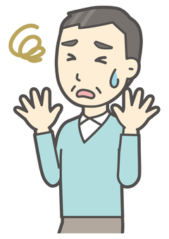 ニット中年男性-519-バスト  ニット中年男性-519-バスト 困る,おじさん,男性,中年,お父さん,パパ,シニア,ミドルエイジ,人物,かわいいのイラスト素材