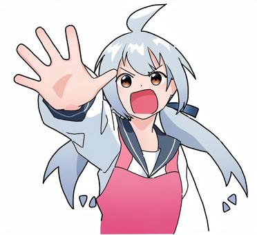 ちょっと待った 萌えキャラ,女の子,ツインテール,セーラー服,リボン,かわいい,アニメ,萌え系,マンガ,エプロンのイラスト素材