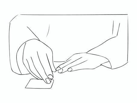 モノクロのタロット占い師の手元 タロット,占い,占い師,カード,手元,占う,視る,両手,手描き,白黒のイラスト素材