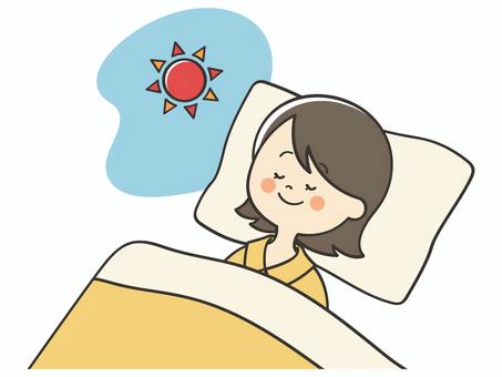 日中に眠っている若い女性 眠る,睡眠,寝る,就寝,寝落ち,昼寝,昼夜逆転,おやすみ,休憩,休息のイラスト素材