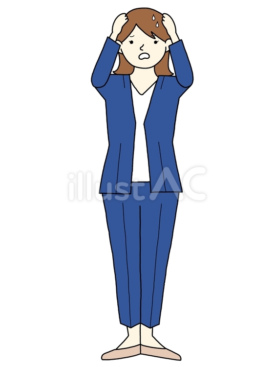 頭を抱える女性（全身）① 女性,人物,全身のイラスト素材